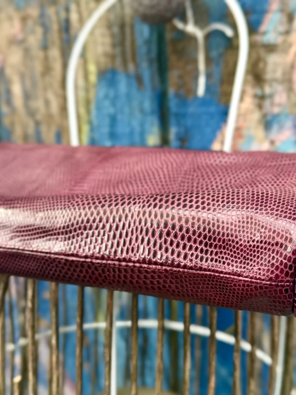Vtg 1950s BAGHEERA Purple Lizard Skin Clutch Bag Italy Mid Century Mod Pinup MIN